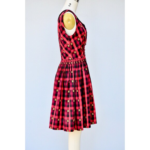 German Oktoberfest Plaid Dirndl Dress Embroidered Tyrollean Bavarian XS S - Picture 6 of 10